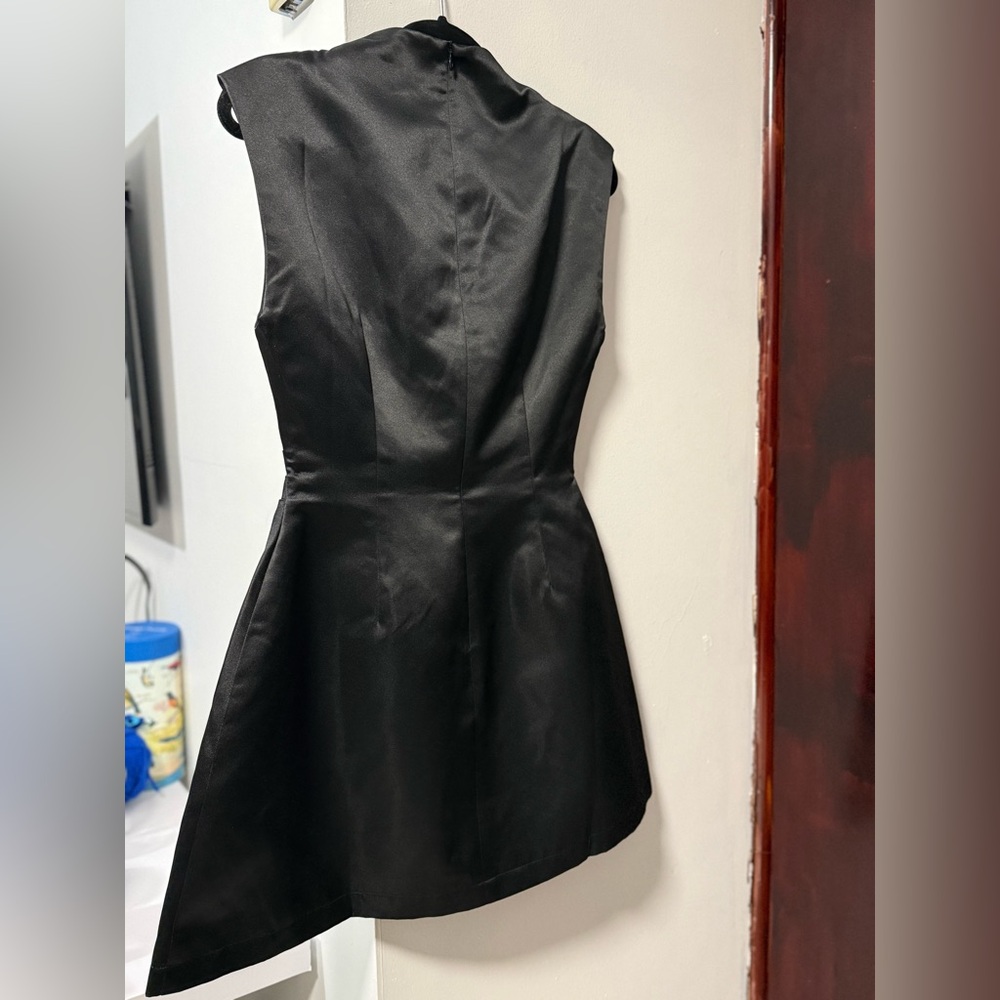 Chic Black Satin Mini Dress